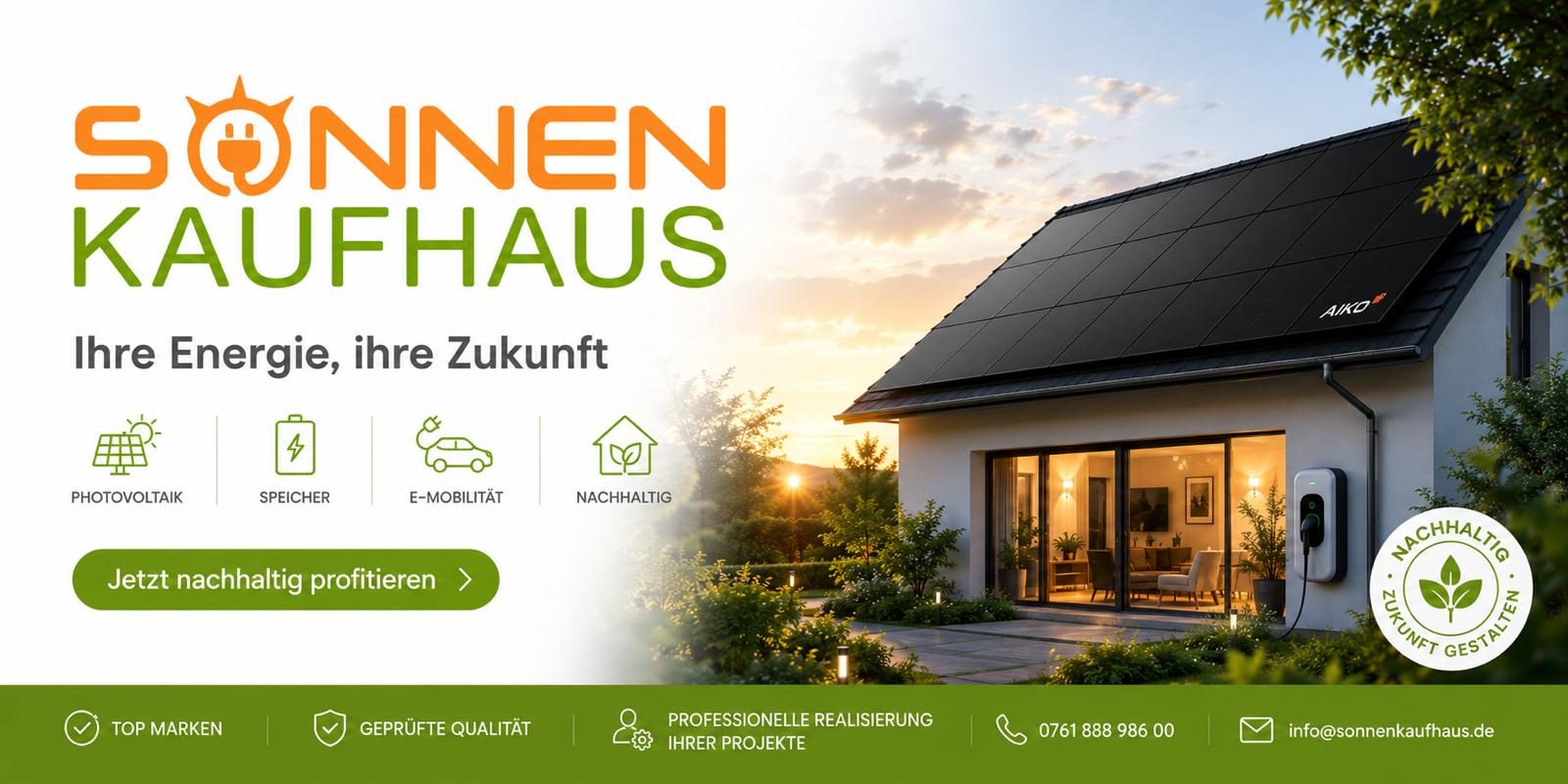 Sonnenkaufhaus Fachzentrum Freiburg - Photovoltaikanlagen, Batteriespeicher, Wallboxen, Ladeinfrastruktur für Privat- und Gewerbeimmobilien